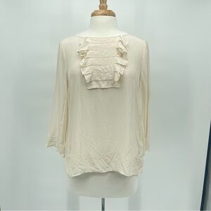 Ted Baker 100% Silk Blouse Cream Beige Size 3 US SIZE 8